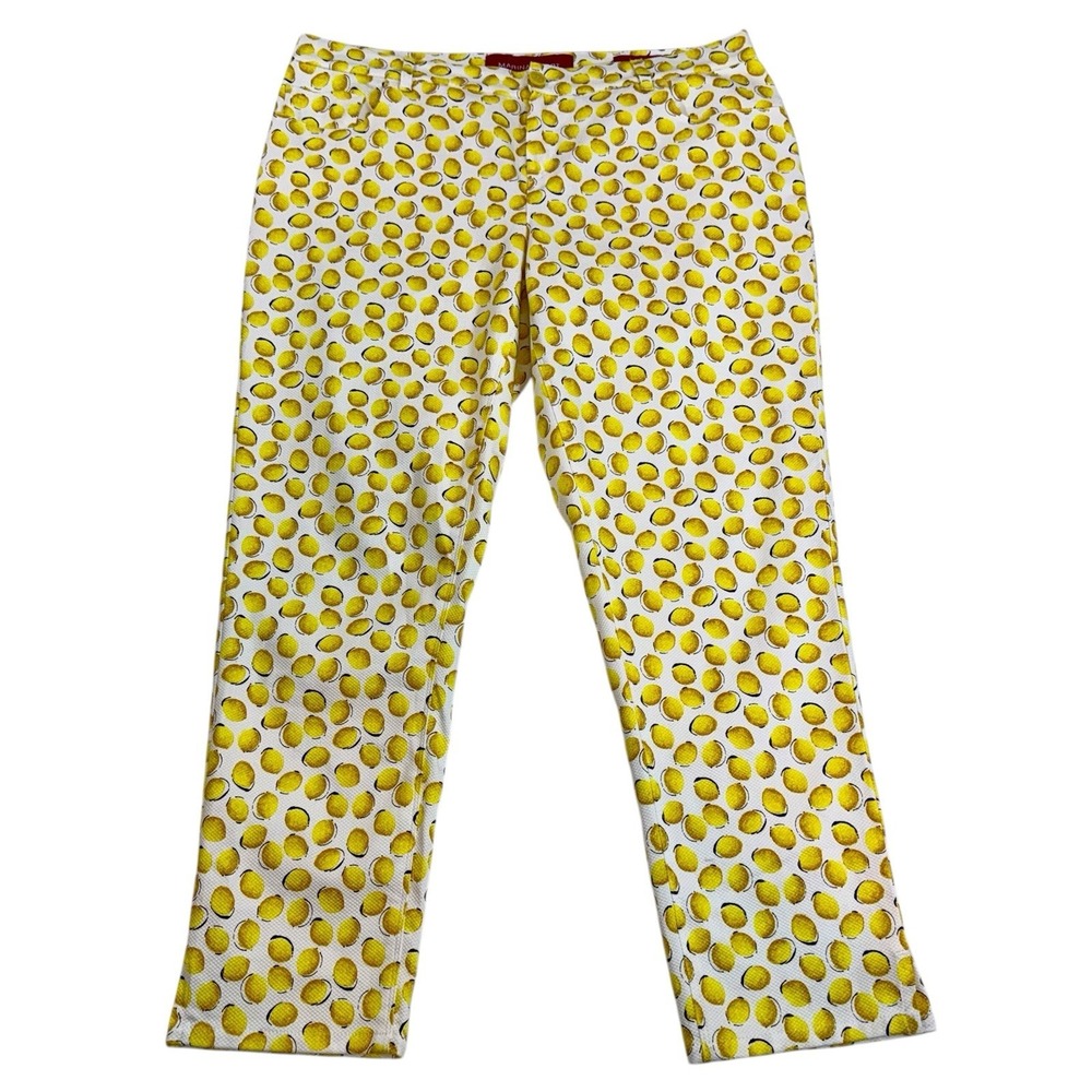 Marina Rinaldi Sport Textured Slim Crop Pant Womans 19 US 10 Lemon Print Cruise - Picture 3 of 12